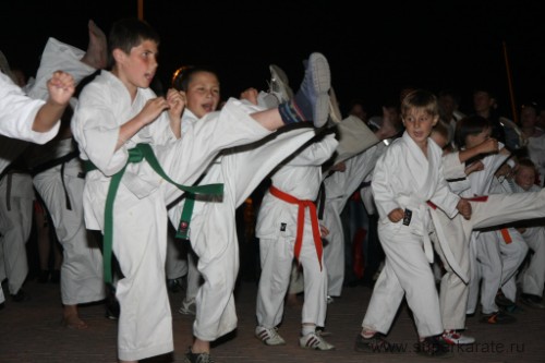 Показательная тренировка каратистов